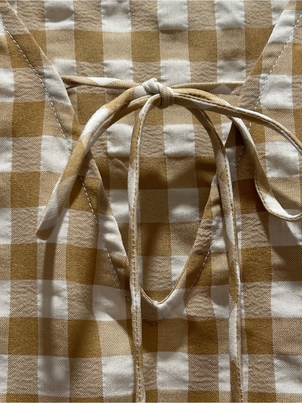 Moon River Beige and White Gingham Midi Dress - Picture 7 of 11